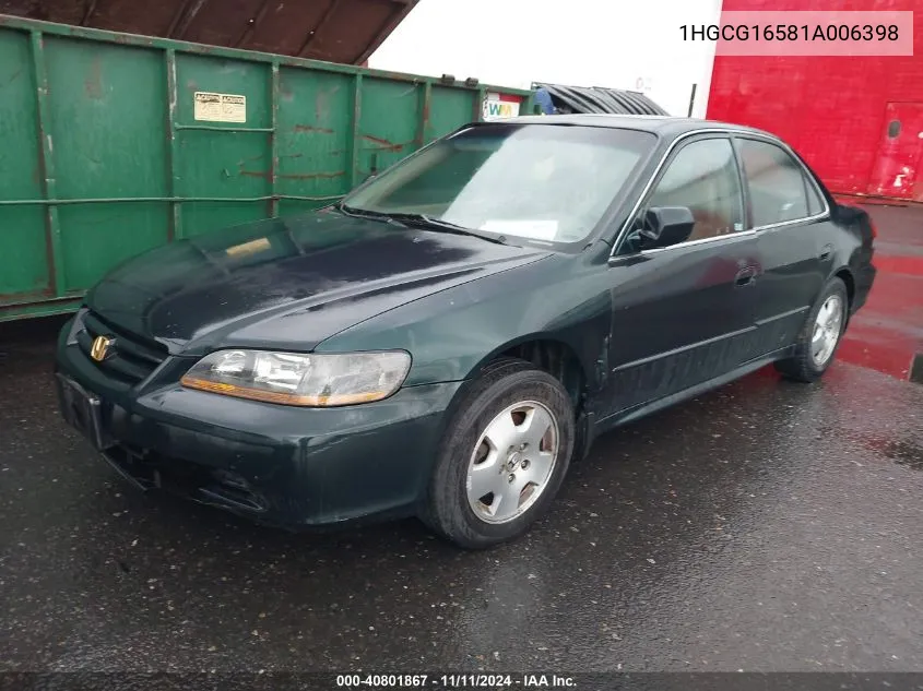 2001 Honda Accord 3.0 Ex VIN: 1HGCG16581A006398 Lot: 40801867