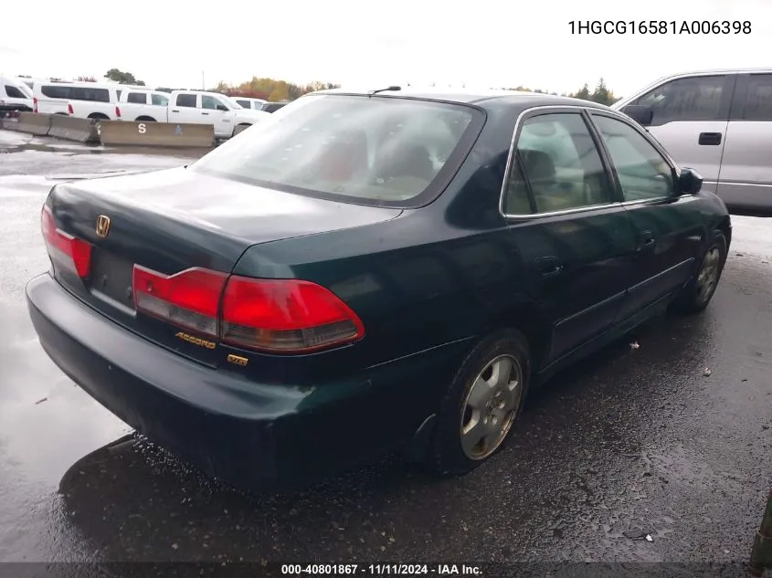 2001 Honda Accord 3.0 Ex VIN: 1HGCG16581A006398 Lot: 40801867