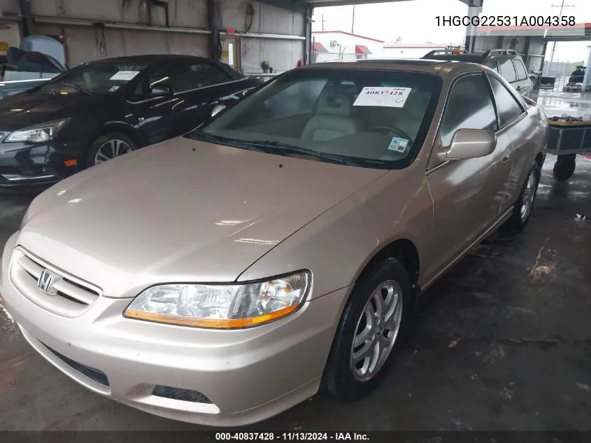 2001 Honda Accord 3.0 Ex VIN: 1HGCG22531A004358 Lot: 40837428