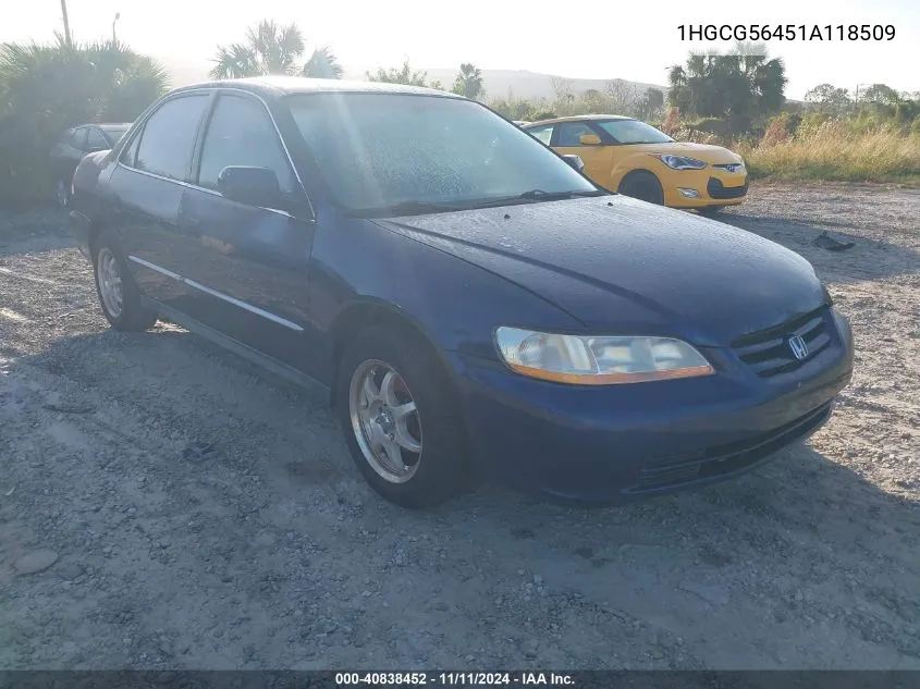 2001 Honda Accord 2.3 Lx VIN: 1HGCG56451A118509 Lot: 40838452