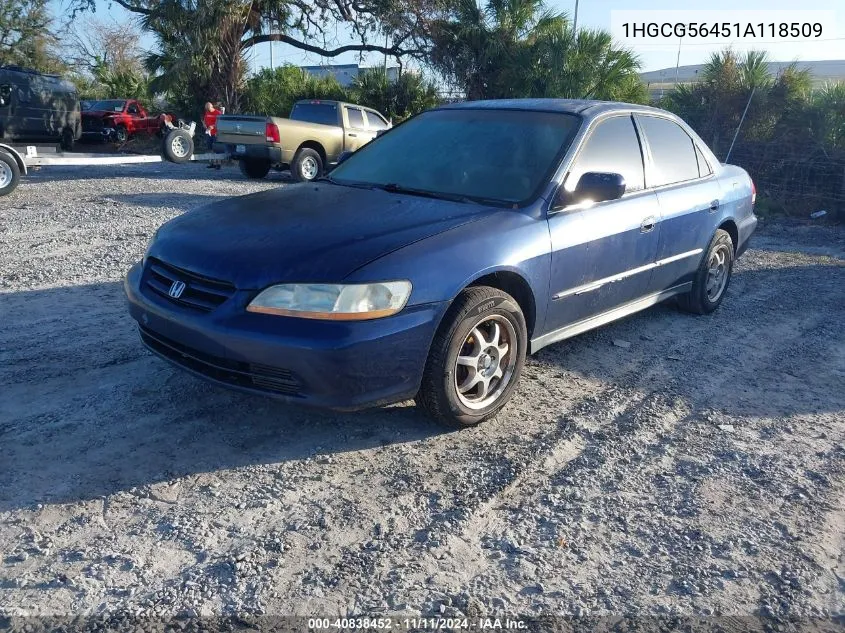 2001 Honda Accord 2.3 Lx VIN: 1HGCG56451A118509 Lot: 40838452