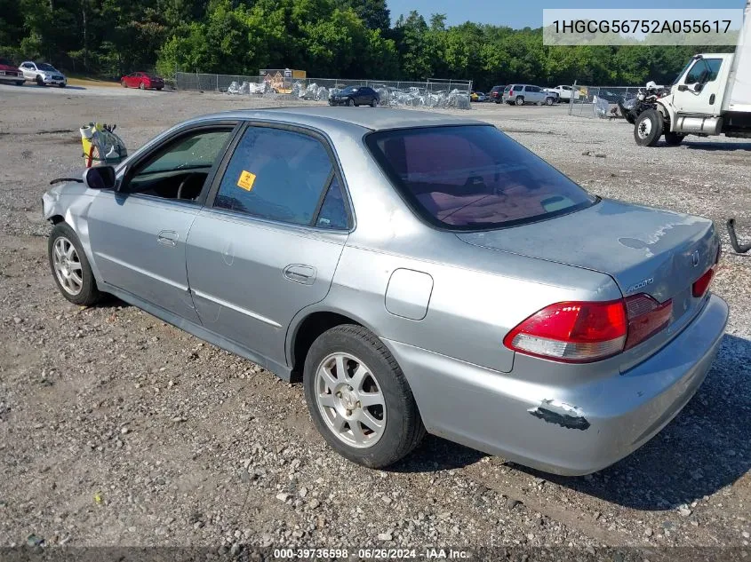 2002 Honda Accord Sdn Se VIN: 1HGCG56752A055617 Lot: 39736598