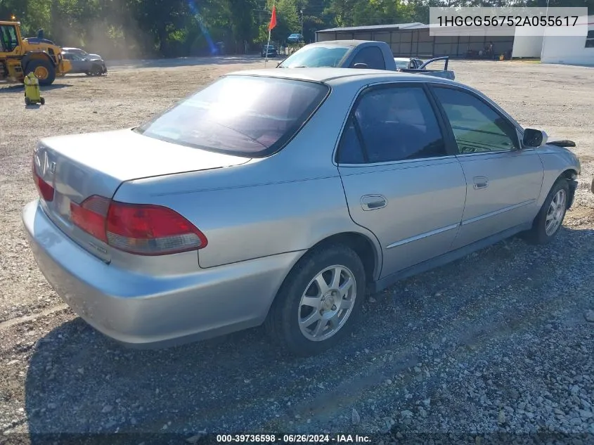 2002 Honda Accord Sdn Se VIN: 1HGCG56752A055617 Lot: 39736598