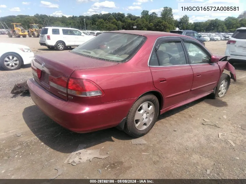 2002 Honda Accord Sdn Ex W/Leather VIN: 1HGCG16572A008581 Lot: 39742186