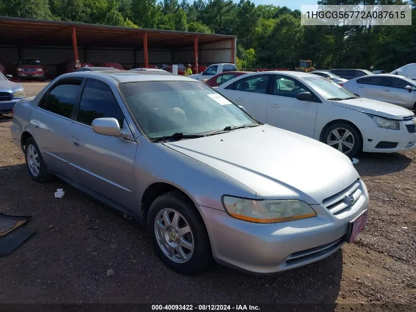 2002 Honda Accord 2.3 Se VIN: 1HGCG56772A087615 Lot: 40093422