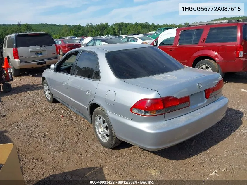 2002 Honda Accord 2.3 Se VIN: 1HGCG56772A087615 Lot: 40093422