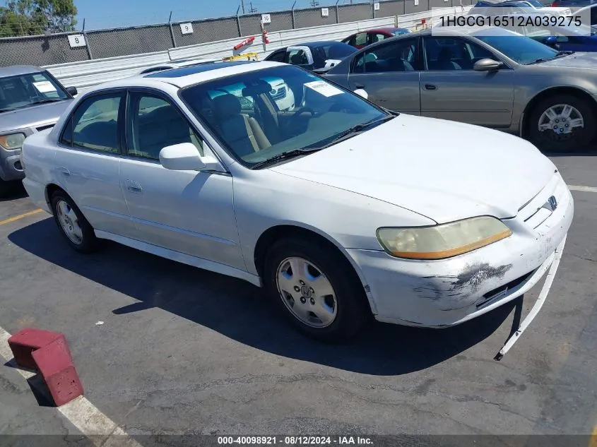 2002 Honda Accord 3.0 Ex VIN: 1HGCG16512A039275 Lot: 40098921