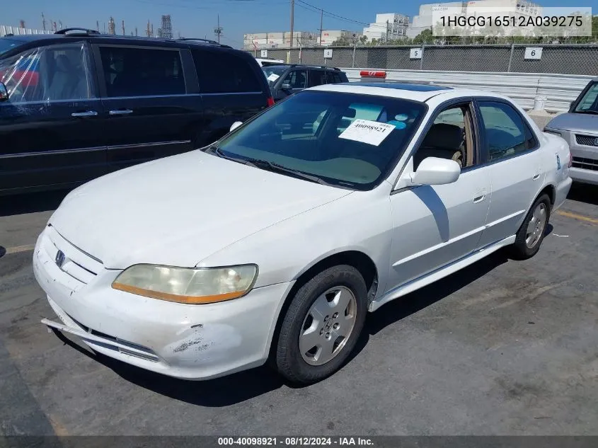 2002 Honda Accord 3.0 Ex VIN: 1HGCG16512A039275 Lot: 40098921