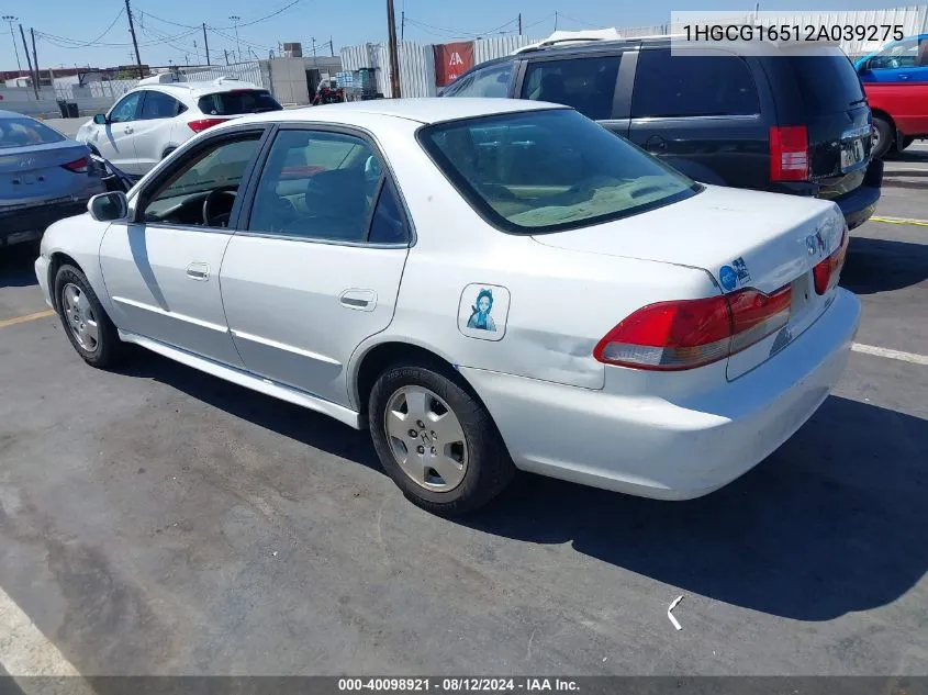 2002 Honda Accord 3.0 Ex VIN: 1HGCG16512A039275 Lot: 40098921