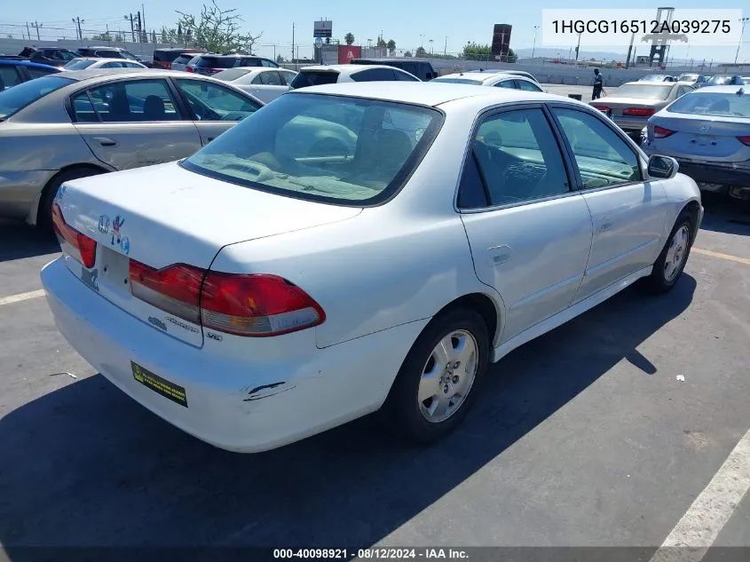 2002 Honda Accord 3.0 Ex VIN: 1HGCG16512A039275 Lot: 40098921