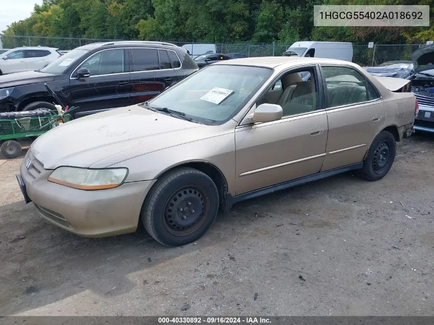 1HGCG55402A018692 2002 Honda Accord 2.3 Lx