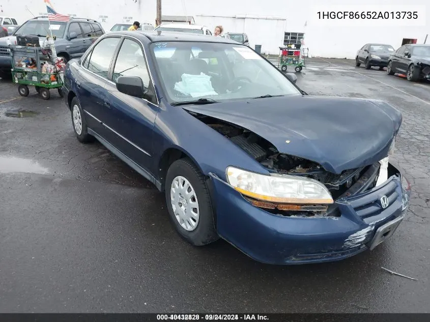 2002 Honda Accord Sdn Vp VIN: 1HGCF86652A013735 Lot: 40432828