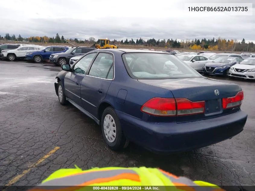 2002 Honda Accord Sdn Vp VIN: 1HGCF86652A013735 Lot: 40432828