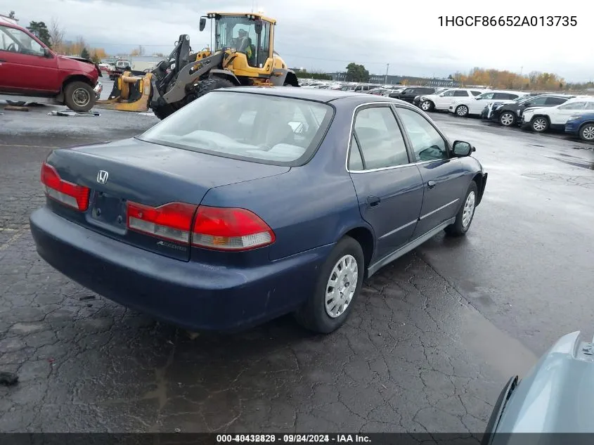 2002 Honda Accord Sdn Vp VIN: 1HGCF86652A013735 Lot: 40432828