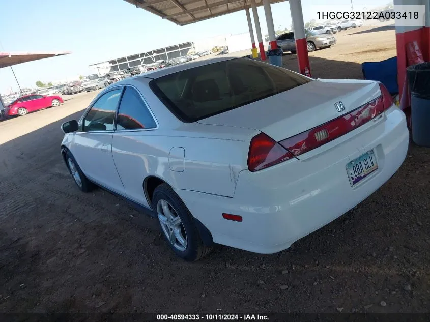 1HGCG32122A033418 2002 Honda Accord 2.3 Se