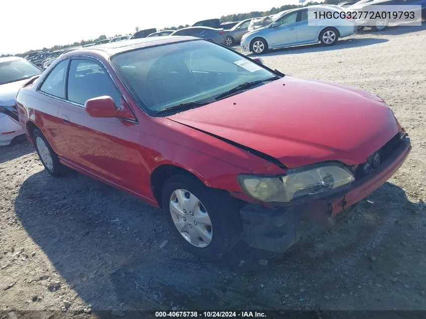 1HGCG32772A019793 2002 Honda Accord 2.3 Ex