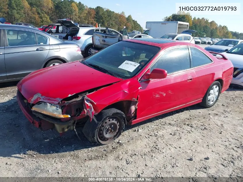 2002 Honda Accord 2.3 Ex VIN: 1HGCG32772A019793 Lot: 40675738