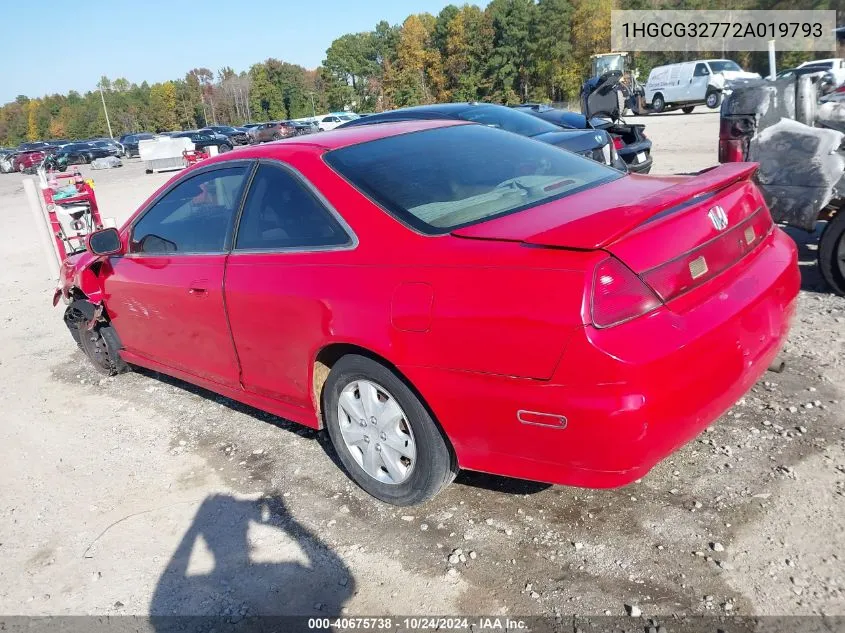 1HGCG32772A019793 2002 Honda Accord 2.3 Ex