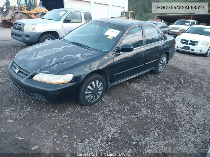 2002 Honda Accord 2.3 Lx VIN: 1HGCG56432A063527 Lot: 40787216