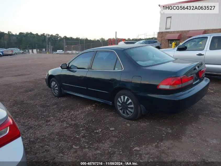 2002 Honda Accord 2.3 Lx VIN: 1HGCG56432A063527 Lot: 40787216