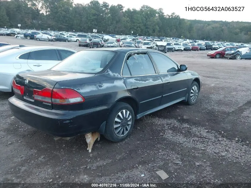 2002 Honda Accord 2.3 Lx VIN: 1HGCG56432A063527 Lot: 40787216