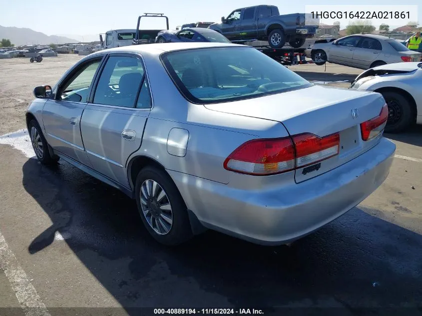 2002 Honda Accord 3.0 Lx VIN: 1HGCG16422A021861 Lot: 40889194