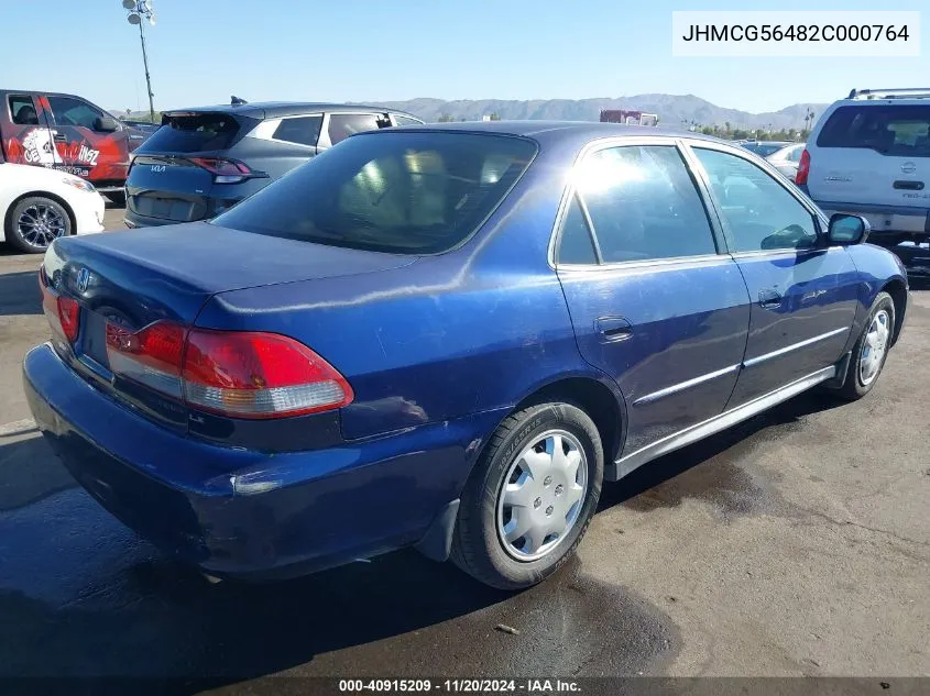 2002 Honda Accord 2.3 Lx VIN: JHMCG56482C000764 Lot: 40915209