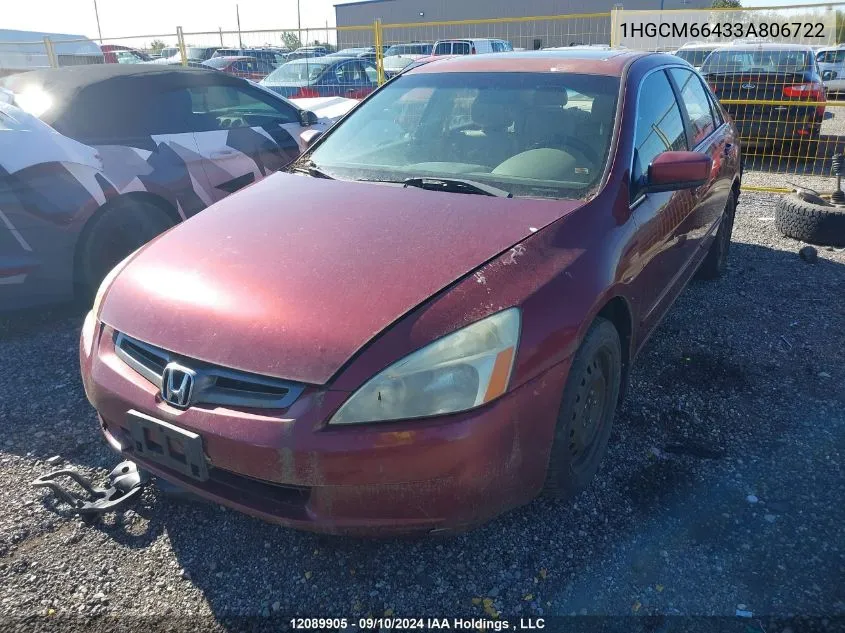 2003 Honda Accord Ex VIN: 1HGCM66433A806722 Lot: 12089905