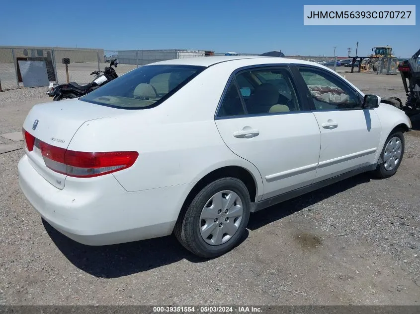 2003 Honda Accord 2.4 Lx VIN: JHMCM56393C070727 Lot: 39351554