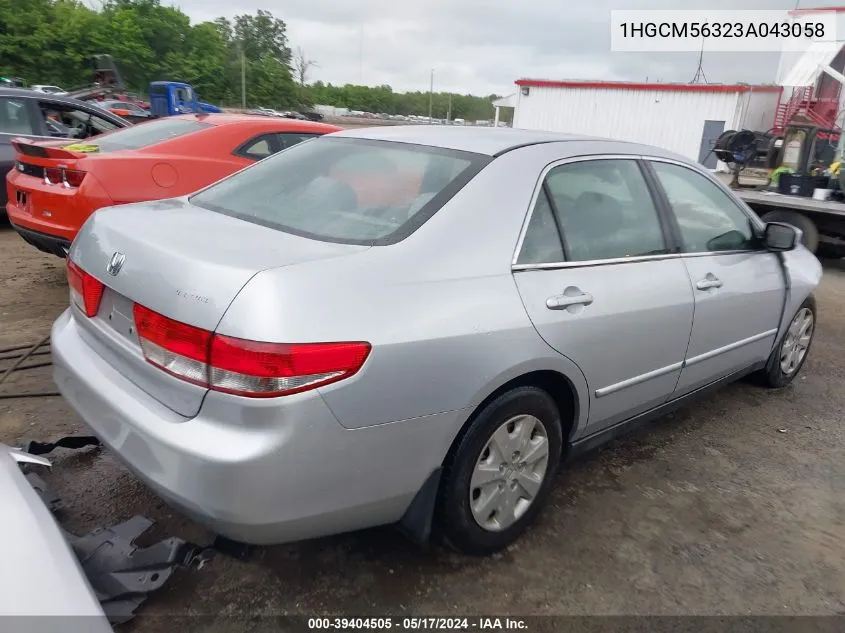 2003 Honda Accord 2.4 Lx VIN: 1HGCM56323A043058 Lot: 39404505