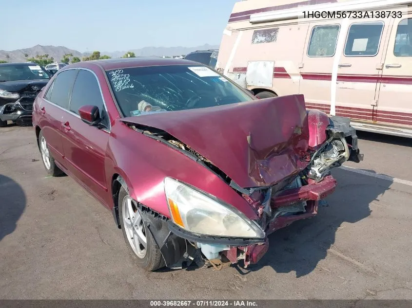 2003 Honda Accord 2.4 Ex VIN: 1HGCM56733A138733 Lot: 39682667