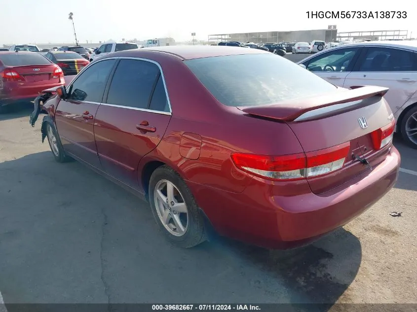 2003 Honda Accord 2.4 Ex VIN: 1HGCM56733A138733 Lot: 39682667