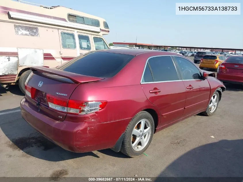 2003 Honda Accord 2.4 Ex VIN: 1HGCM56733A138733 Lot: 39682667