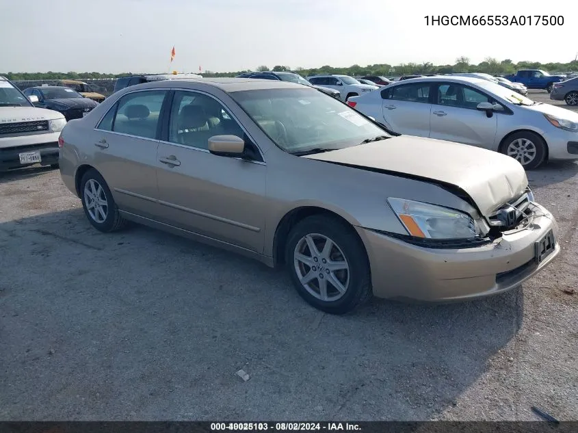 2003 Honda Accord 3.0 Ex VIN: 1HGCM66553A017500 Lot: 40025103