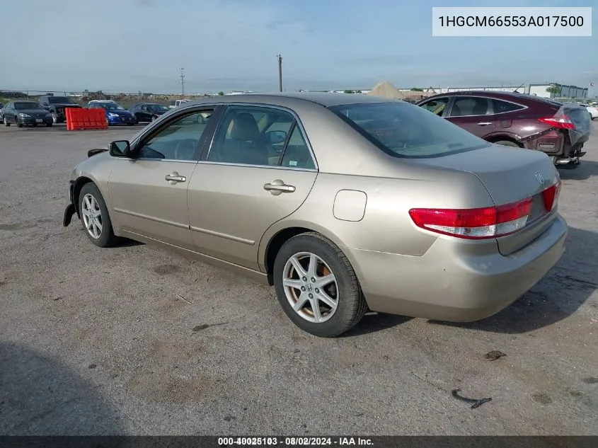 2003 Honda Accord 3.0 Ex VIN: 1HGCM66553A017500 Lot: 40025103