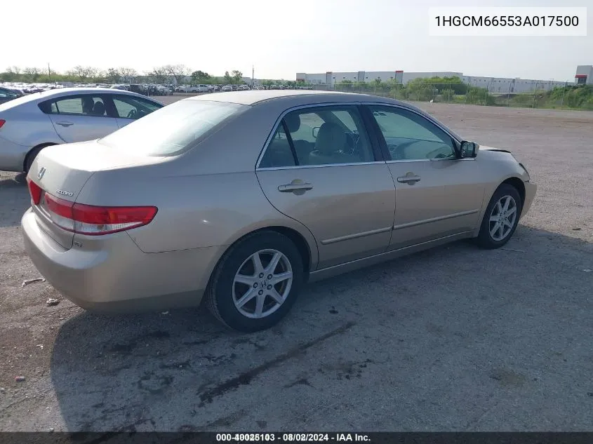 2003 Honda Accord 3.0 Ex VIN: 1HGCM66553A017500 Lot: 40025103