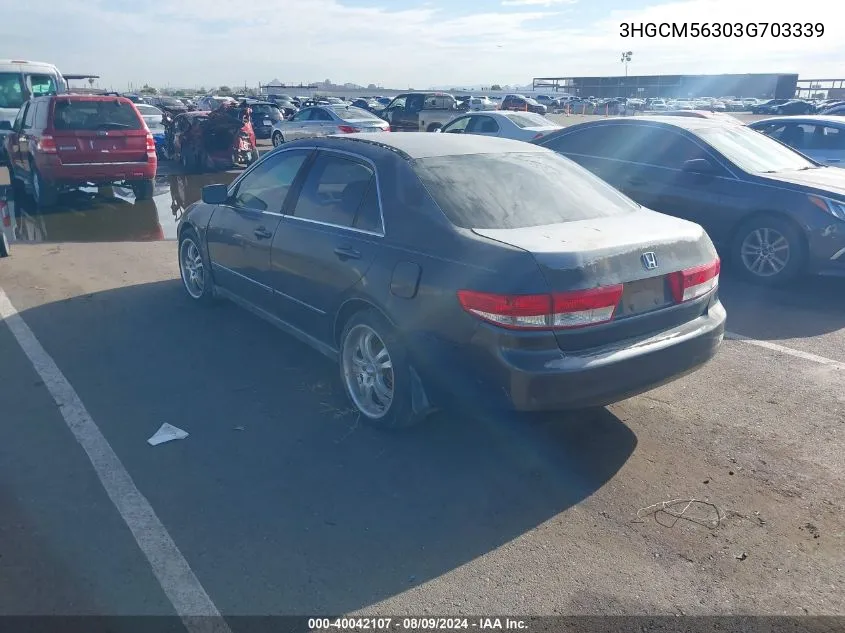 2003 Honda Accord 2.4 Lx VIN: 3HGCM56303G703339 Lot: 40042107