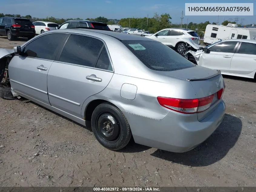 2003 Honda Accord 3.0 Ex VIN: 1HGCM66593A075996 Lot: 40382972