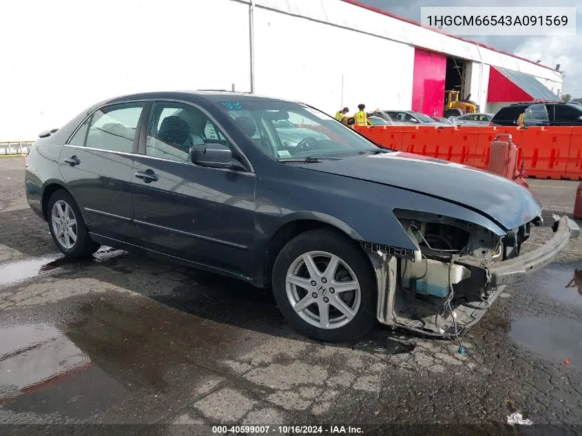 2003 Honda Accord 3.0 Ex VIN: 1HGCM66543A091569 Lot: 40599007