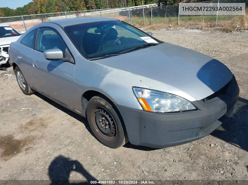 1HGCM72293A002564 2003 Honda Accord 2.4 Lx