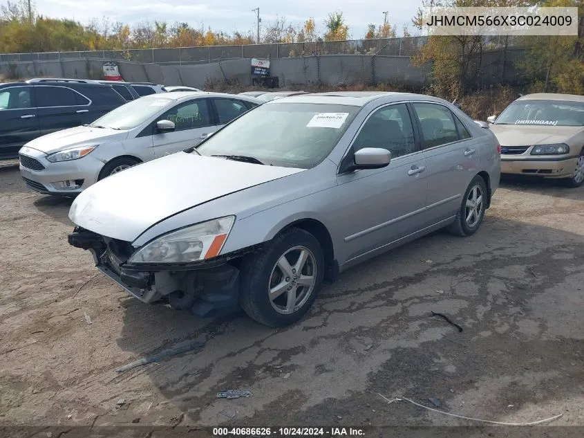 2003 Honda Accord 2.4 Ex VIN: JHMCM566X3C024009 Lot: 40686626