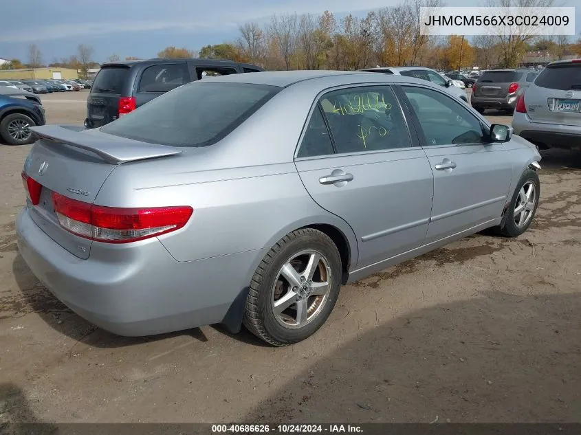 2003 Honda Accord 2.4 Ex VIN: JHMCM566X3C024009 Lot: 40686626