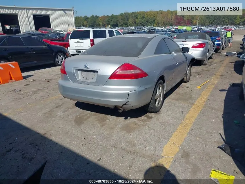 2003 Honda Accord 2.4 Ex VIN: 1HGCM72613A017580 Lot: 40703635