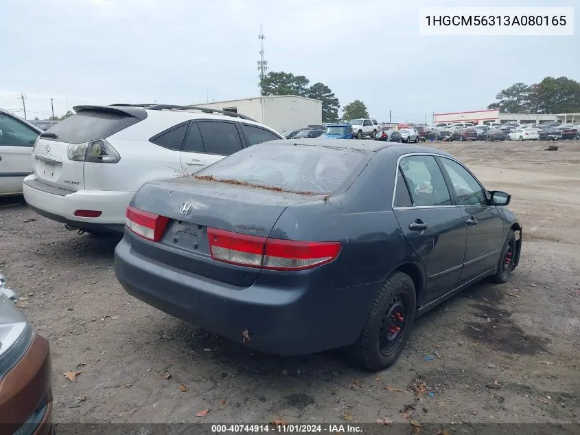 2003 Honda Accord 2.4 Lx VIN: 1HGCM56313A080165 Lot: 40744914