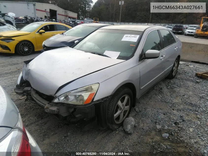 2003 Honda Accord 3.0 Lx VIN: 1HGCM66343A027661 Lot: 40765280