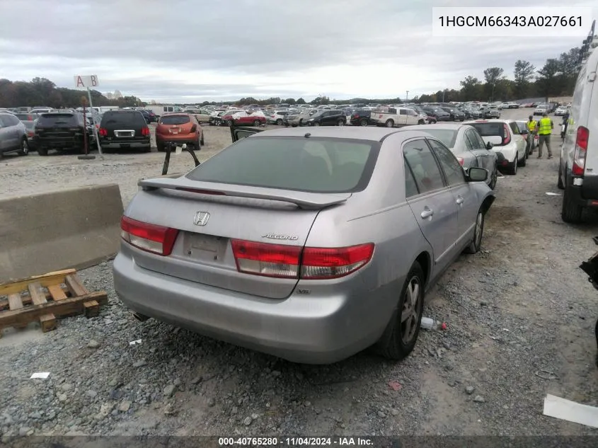 2003 Honda Accord 3.0 Lx VIN: 1HGCM66343A027661 Lot: 40765280