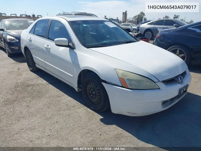 2003 Honda Accord 3.0 Ex VIN: 1HGCM66543A079017 Lot: 40767679