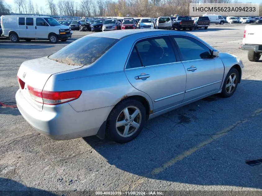 2003 Honda Accord 2.4 Ex VIN: 1HGCM55623A094233 Lot: 40820316