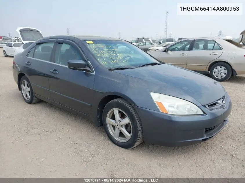 2004 Honda Accord Sdn VIN: 1HGCM66414A800953 Lot: 12070771