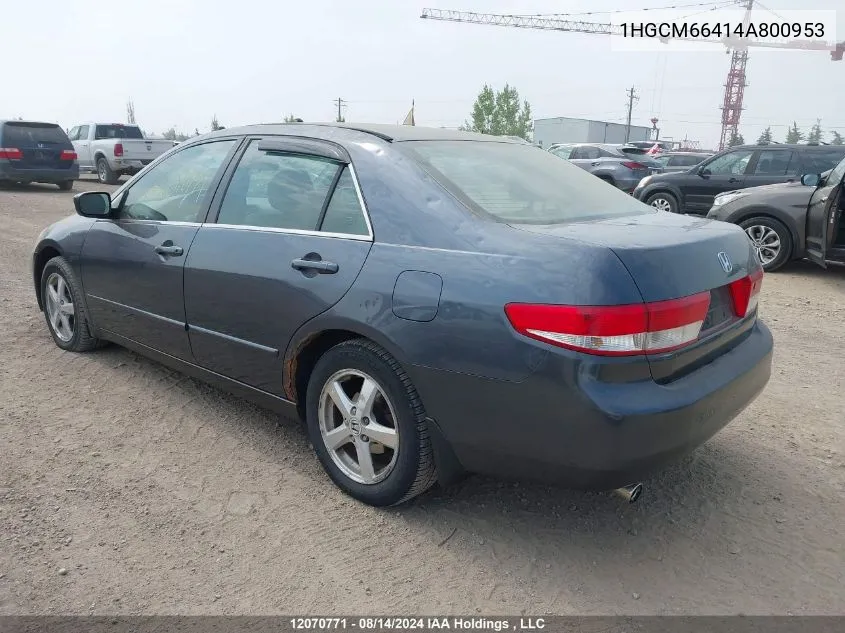 2004 Honda Accord Sdn VIN: 1HGCM66414A800953 Lot: 12070771